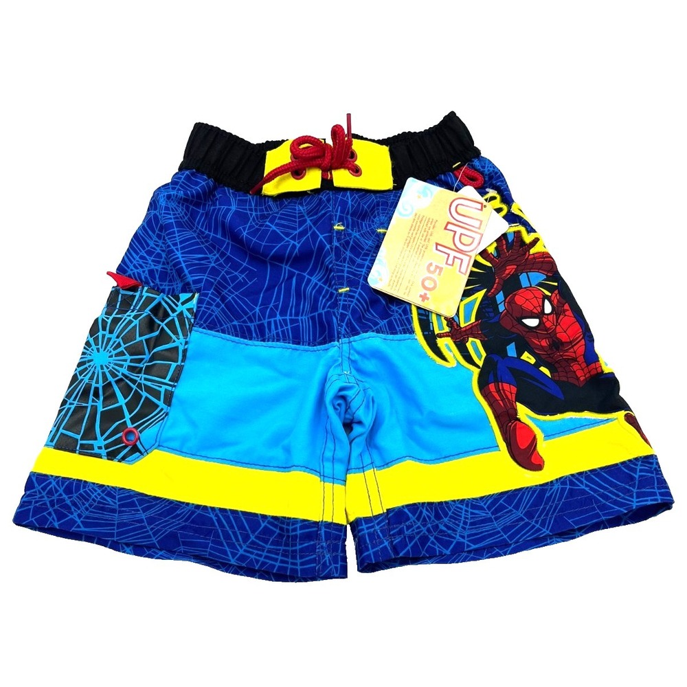 Disney Store Marvel Spiderman Boys Blue Swim Suit 2 New